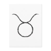 Taurus. Zodiac Astrology Sign. Black. Postcards
