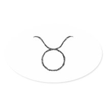 Taurus. Zodiac Astrology Sign. Black. Oval Stickers