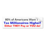 Tax Millionaires Higher Now! Bumper Sticker