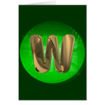 TAXI Gold Monogram W Green light Greeting Cards