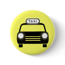 Taxi in Black & White Pinback Buttons