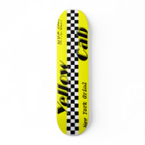 Taxi! Yellow cab chequered design skateboard