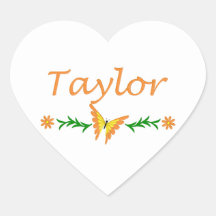 Taylor (Orange Butterfly) Heart Sticker
