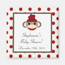 {TBA} 2"x2" Red Sock Monkey Party Favour Magnet