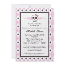 {TBA}5x7 Girl Punk Skull Birthday Party Invitation