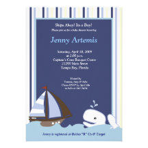 {TBA} Ahoy Mate Sailboat Boat Nautical Baby Shower Personalized Invite