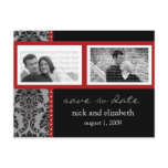 {TBA} Baroque Black Red Two-Photo Save the Date Postcard