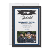 {TBA} Classic Graduation Party Invitation (navy)
