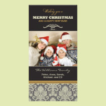 {TBA} Damask Pattern Family Holiday Photocard photo cards