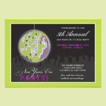 {TBA} Disco Ball New Year's Eve Party (lime) invitations