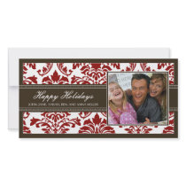 {TBA} Elegant Brown & Red Damask Happy Holidays