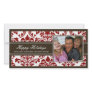 {TBA} Elegant Brown & Red Damask Happy Holidays