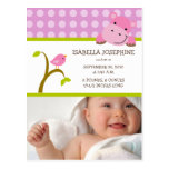 {TBA} Hippo & Birdie Baby Girl Birth Announcement Post Cards