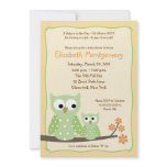 {TBA}HOOT OWLS Green Neutral Baby Shower 5x7 Personalized Announcement