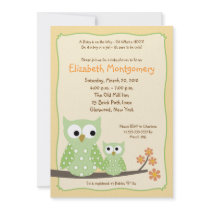 {TBA}HOOT OWLS Green Neutral Baby Shower 5x7 Personalized Announcement