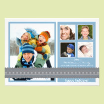 {TBA} Modern Ribbon Custom Holiday Card (blue) invitations