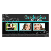 {TBA} Mystic Goth Graduation Announcement (aqua) Photo Greeting Card