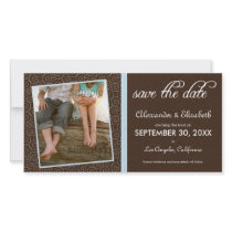 {TBA} Swirly-Q Brown/Baby Blue Save the Date