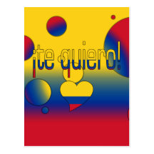 ¡Te Quiero! Colombia Flag Colours Pop Art Postcards