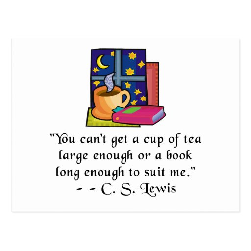 Tea & Books w Quote Postcard