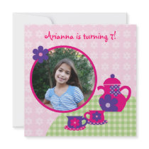 Tea Party Birthday Photo Invitation