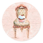 Tea Party Cupcake French Victorian Design Round Stickers