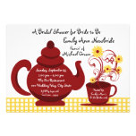 Tea Party Red and Yellow Bridal Shower Custom Invitations