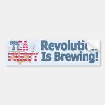 Tea Party: Revolution Is Brewing! Bumper Sticker