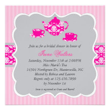 Tea Pot Bridal Shower (Pink/Grey) Invitation