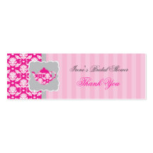 Tea Pot (Pink/Grey) Thank You Tag Business Cards