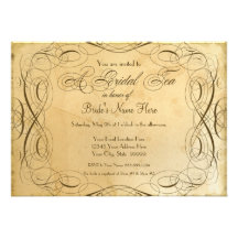 Tea Stained Vintage Wedding 1 - Bridal Tea Party Personalized Announcement