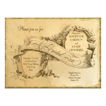 Tea Stained Vintage Wedding 1 - Invitation Invite