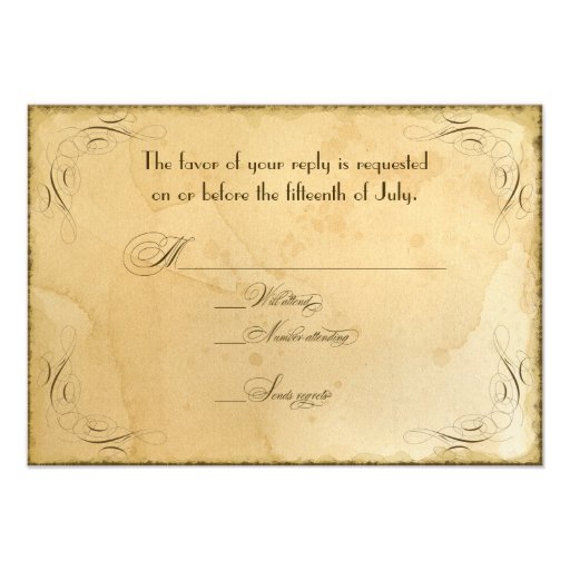 Tea Stained Vintage Wedding 1 - RSVP Response Card Personalized Invites