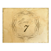 Tea Stained Vintage Wedding 1 - Table Number Cards Postcards
