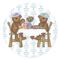 Tea Time for Teddies Round Stickers
