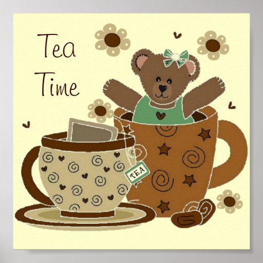 Tea Time Teddy Bear Portfolio 11x11 Poster