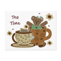 Tea Time Teddy Bear Postcard