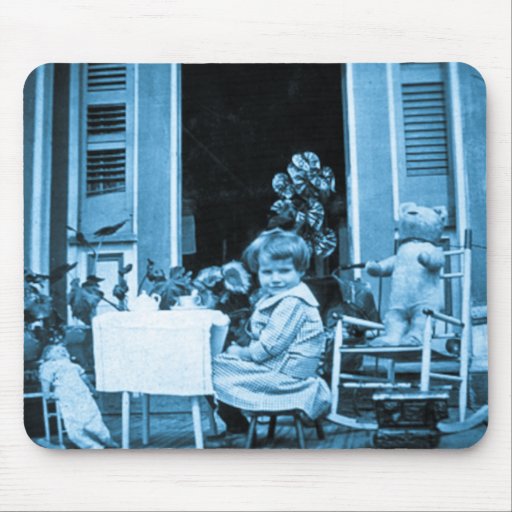 Tea Time with Friends (Blue Toned) Mouse Pads