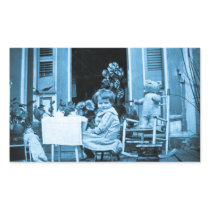 Tea Time with Friends (Blue Toned) Rectangle Stickers