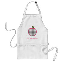 Teacher Apron - Charcoal Gingham Apple