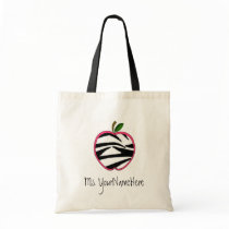 Teacher Bag - Zebra Print Apple