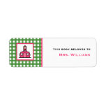 Teacher Bookplate - Green Gingham Custom Return Address Labels