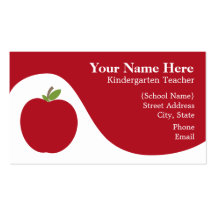 Teacher Business Card - Red Apple