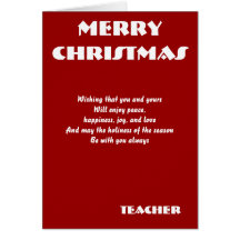 Teacher Christmas greeting cards