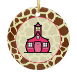 Teacher Christmas Ornament - Giraffe Print & Pink