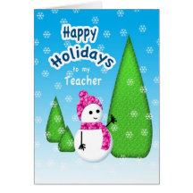 Teacher Christmas Snowman Card