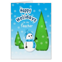 Teacher Christmas Snowman Greeting Card