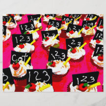 Teacher cupcake repeat on pink background flyers