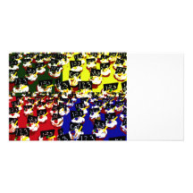 Teacher cupcake repeat pop art colours photo cards