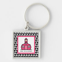 Teacher Keychain - Houndstooth